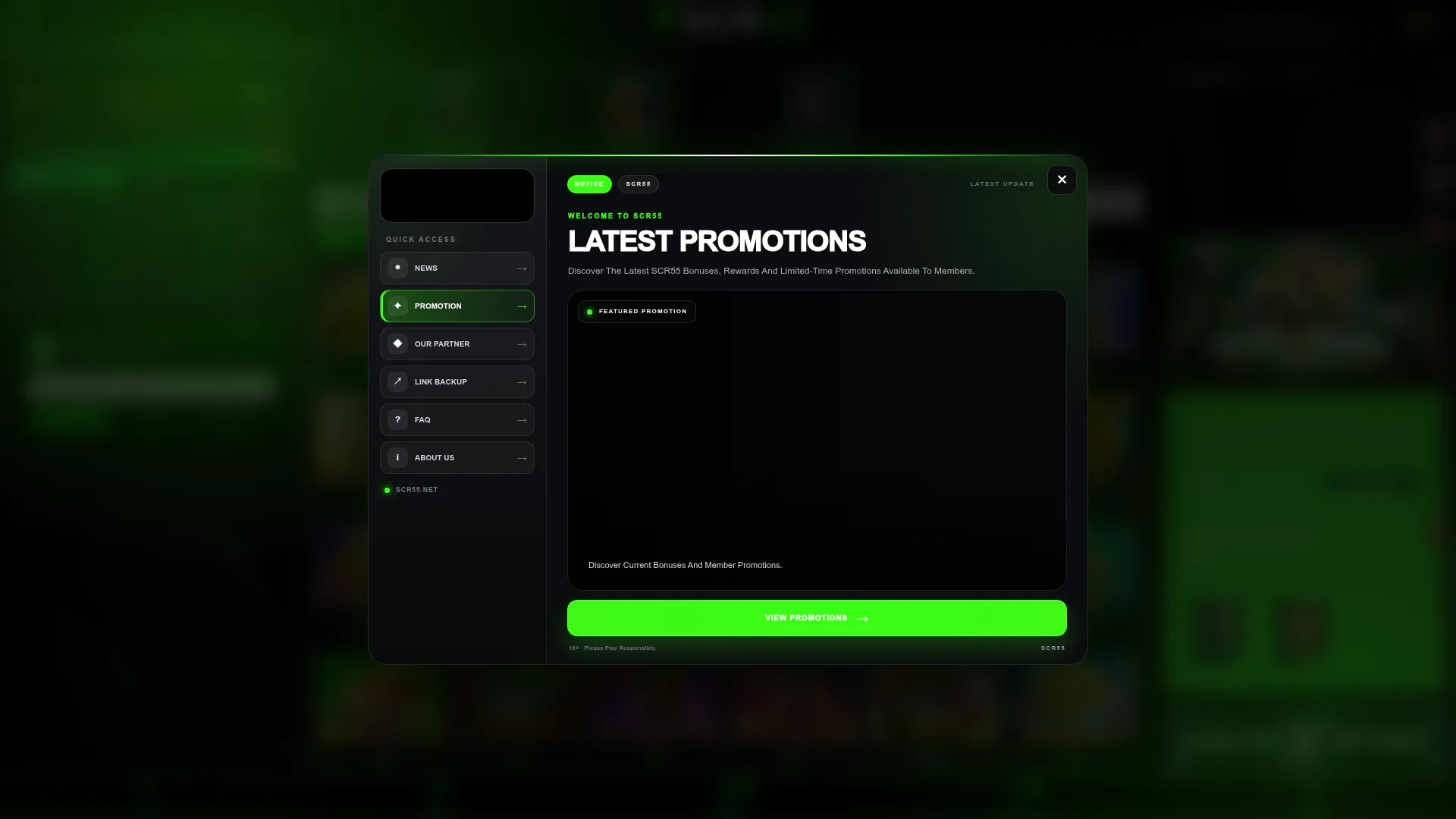 Scr55 Casino desktop interface